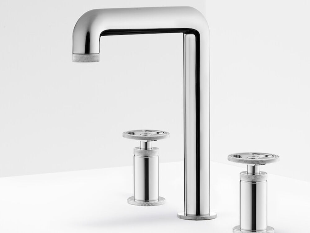 Rubinetteria IB a tre fori per lavabo, finitura cromo